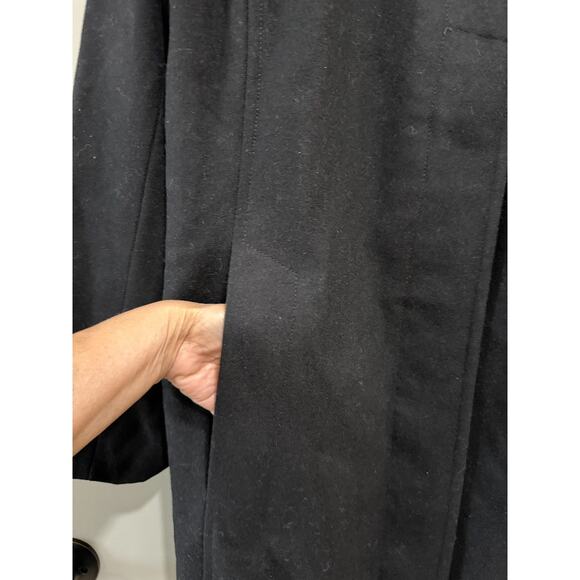 Kenneth Cole New York Wool Blend Long trench Pea Coat funnel ,Structured Black L - Picture 9 of 13